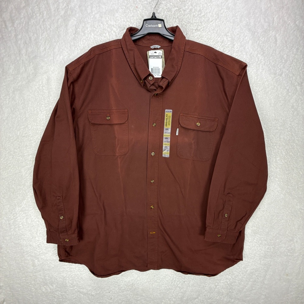 Carhartt Long Sleeve Original Fit Button Down Shirt Mens 4XL S09224 Red NWT NOS